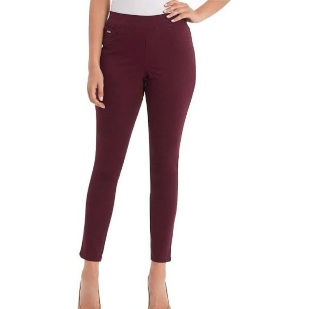 Nine West Jeans Womens Burgundy Pull On Skinny Pants Size 4 Maroon
